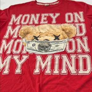 Red Graphic Tee with Bear Design